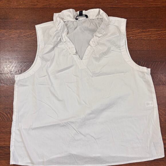Marc New York Tops - Marc New York Andrew Marc White Ruffle Neck Short Sleeve Top Women's Size XL